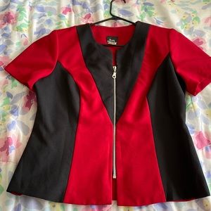 VTG 90s Red and Black Short-sleeve Zipper blazer